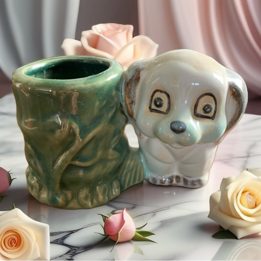 Vintage Antique Charming Dog Planter